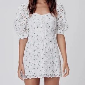 For Love And Lemons Wild Cherry White Eyelet Dress Lace Embroidery Size S